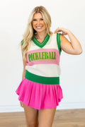 Pickle-ball Sweater Vest: Multi / L