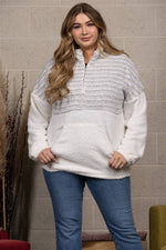 Plus Size Fluffy Kangaroo Pocket Sweater