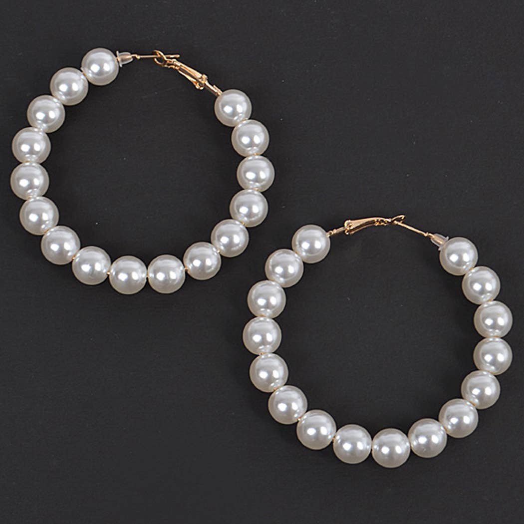 Upside Down Pearl Hoop Earring