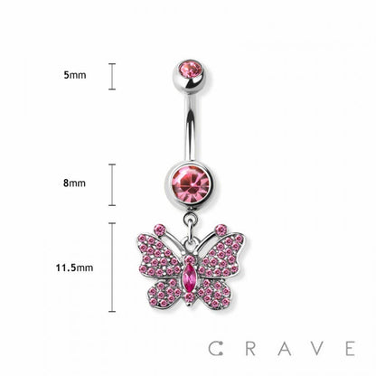 Gem Butterfly Dangle Navel Ring 