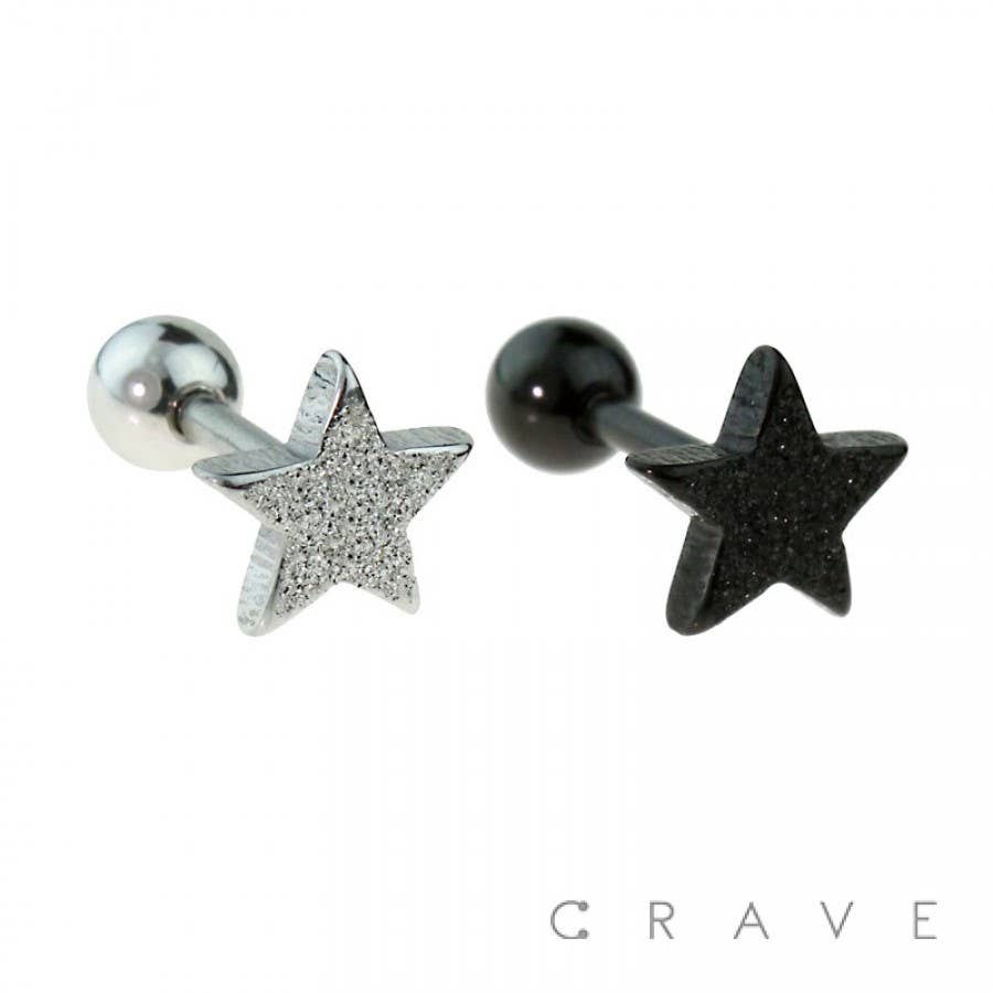 Sandblast Star Cartilage/Tragus Bar