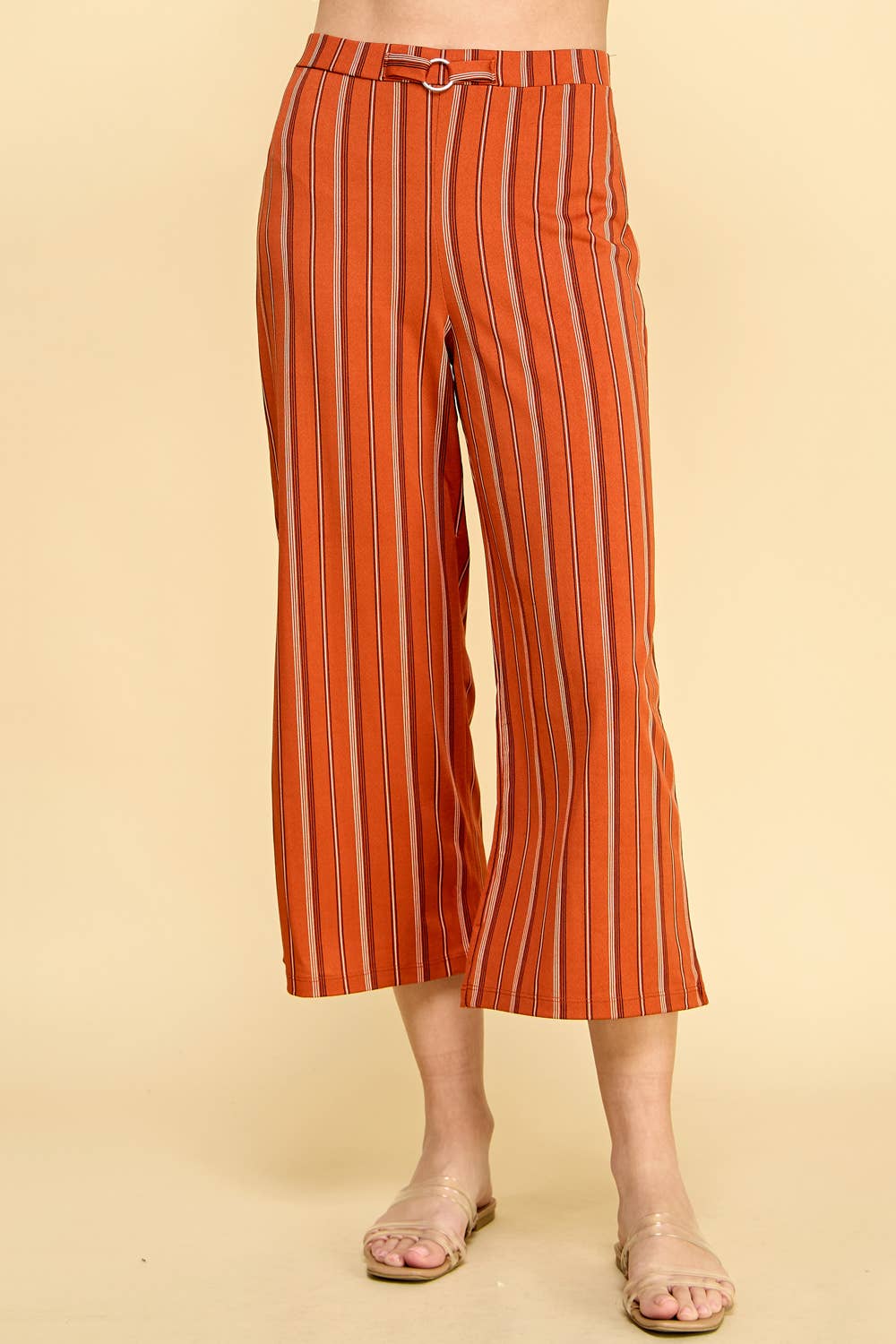 High Waist Cropped Striped Pants