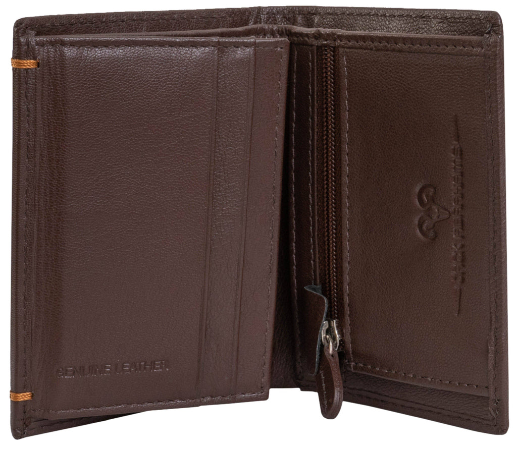 Jack Abrahams Goat Nappa Leather Bi-Fold Wallet w/Zipper Pocket