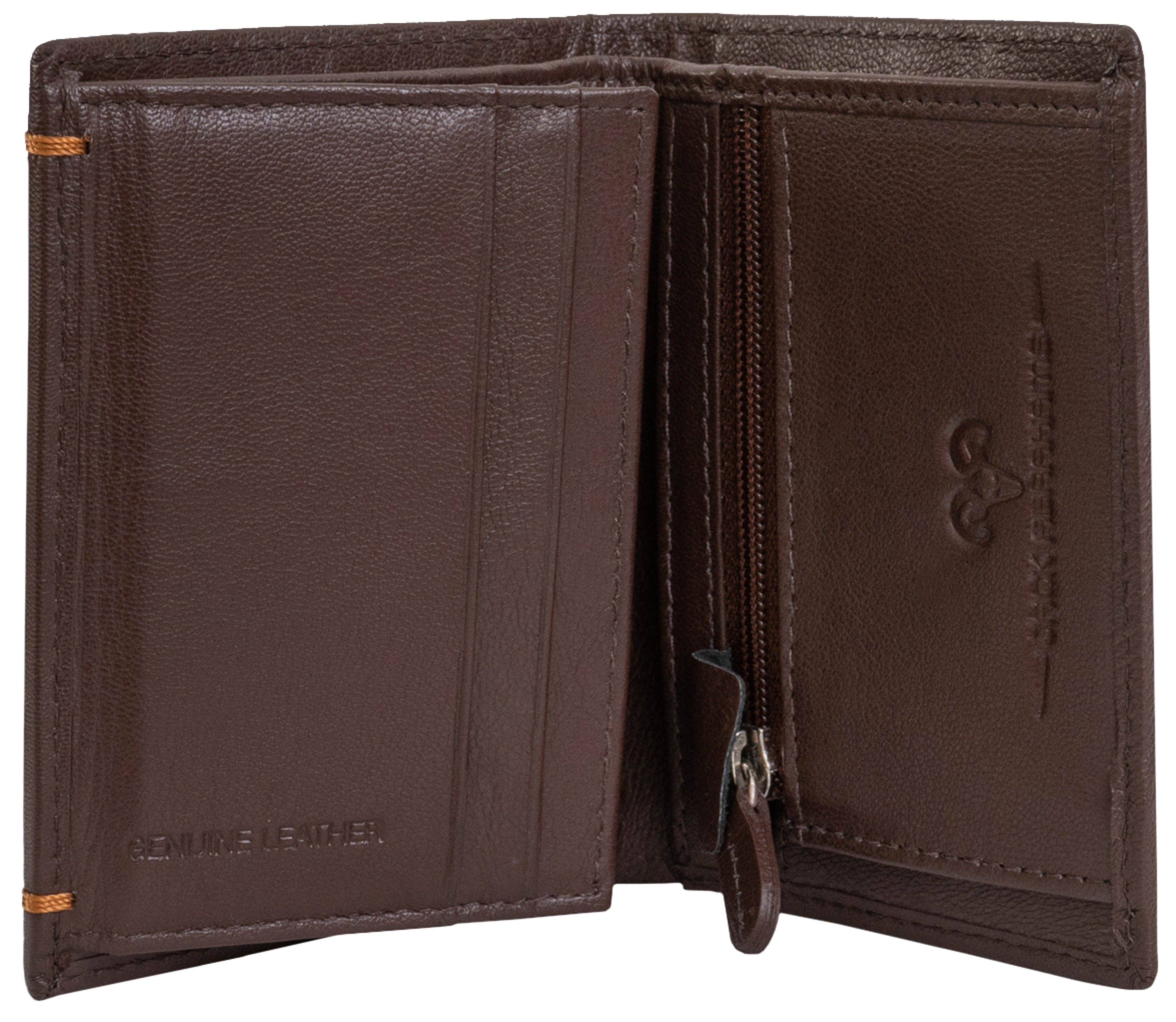 Jack Abrahams Goat Nappa Leather Bi-Fold Wallet w/Zipper Pocket