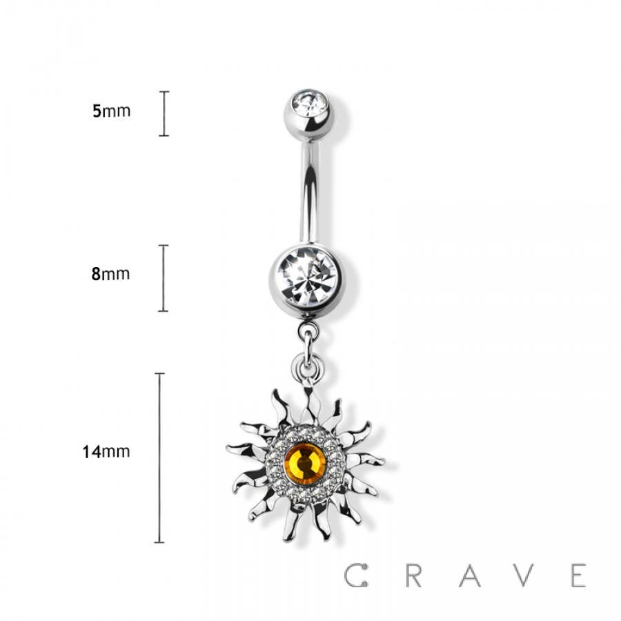 Yellow Topaz Sun Dangle Navel Ring
