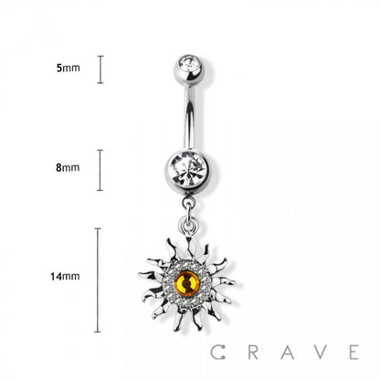 Yellow Topaz Sun Dangle Navel Ring