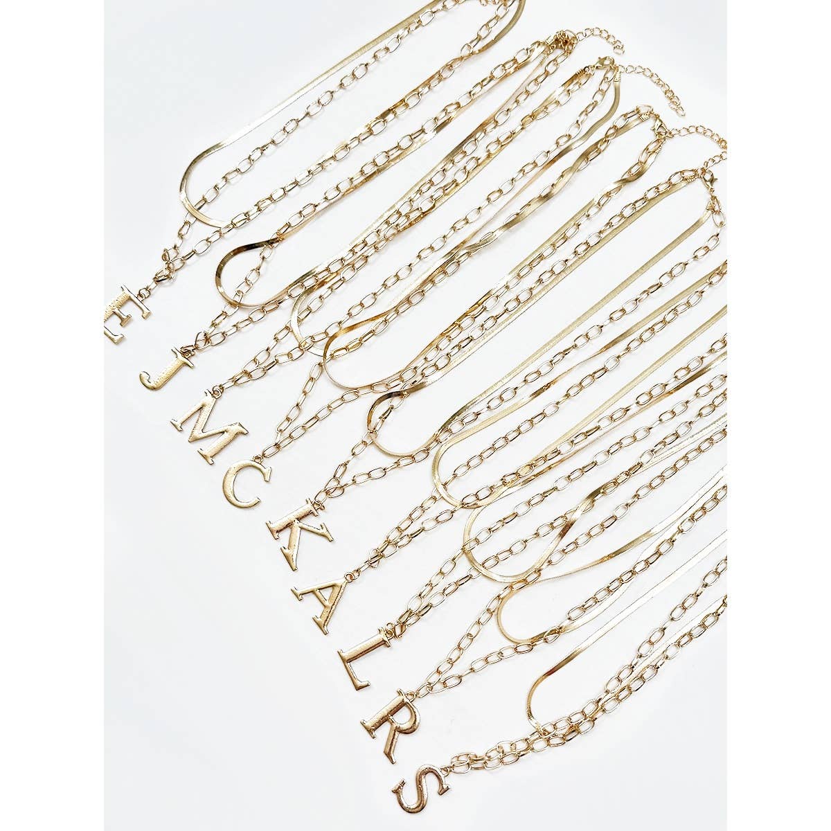 Gold Double Layered Initial Pendant Necklace