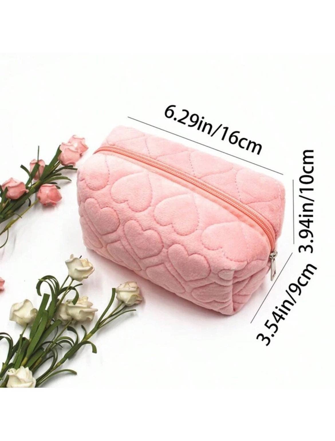 Quilted Hearts Cosmetic Bag: Cream