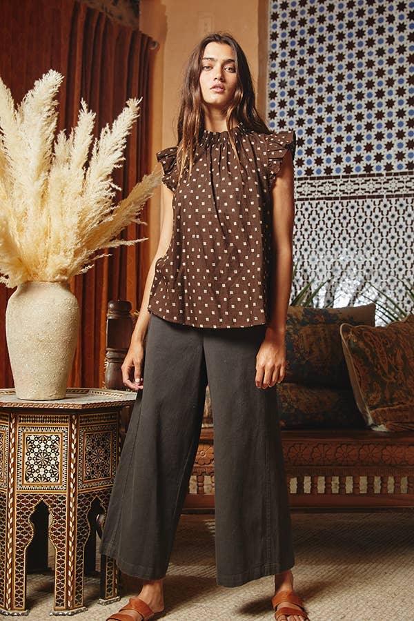 Pretty Ruffle Neck And Shoulder Blouse