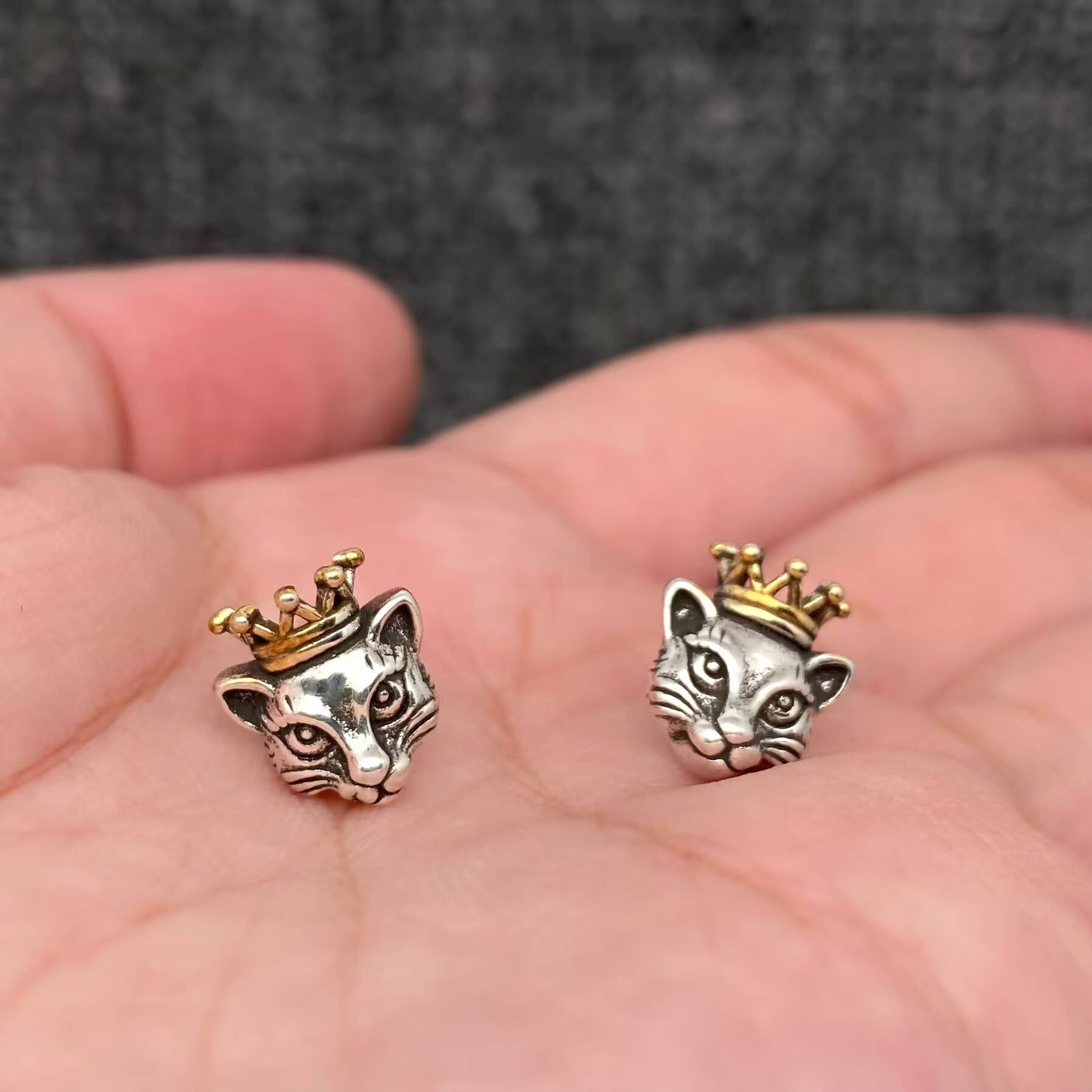 Royal Kitty Crown Stud Earrings