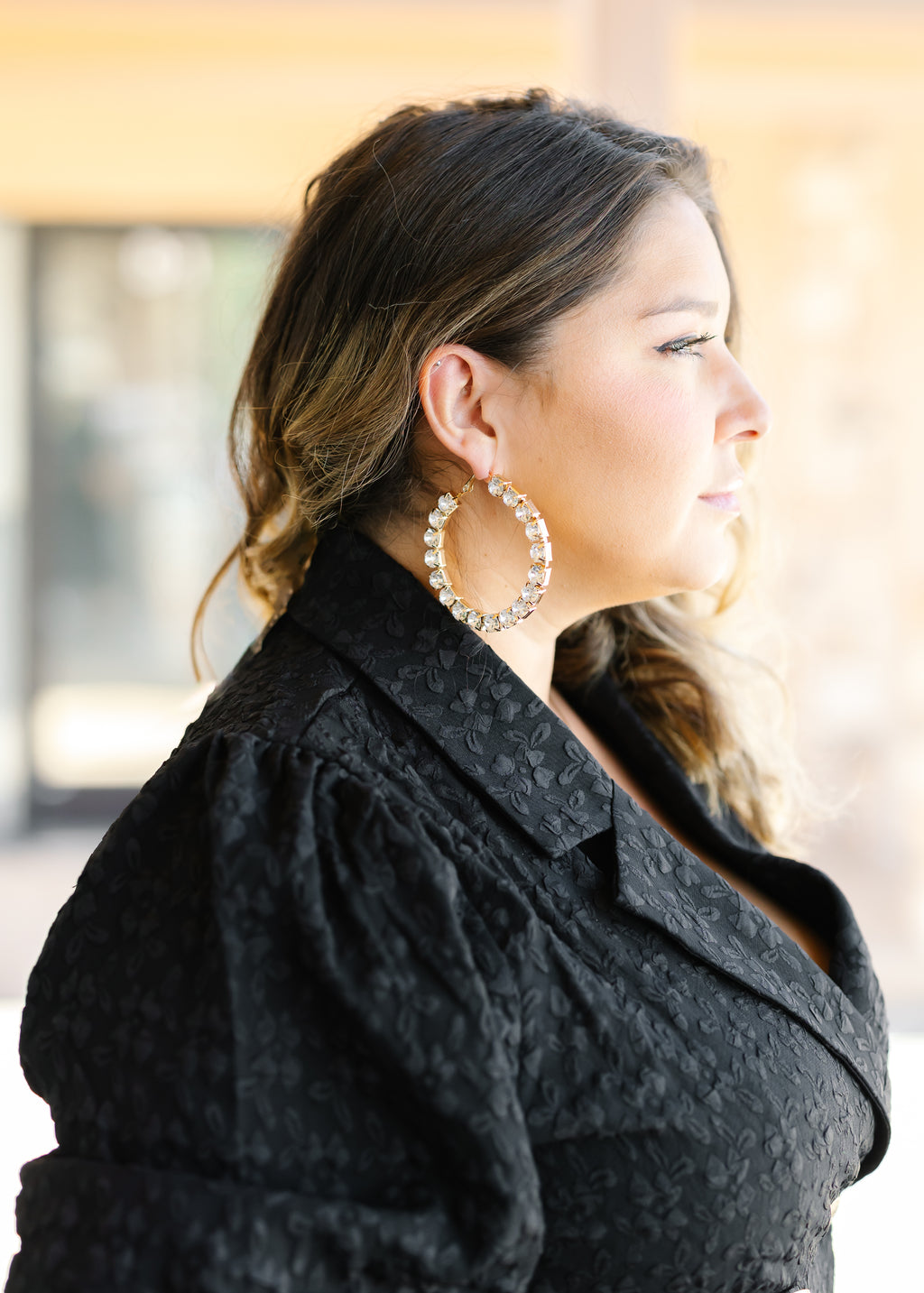 Rhinestone Hoop Earring