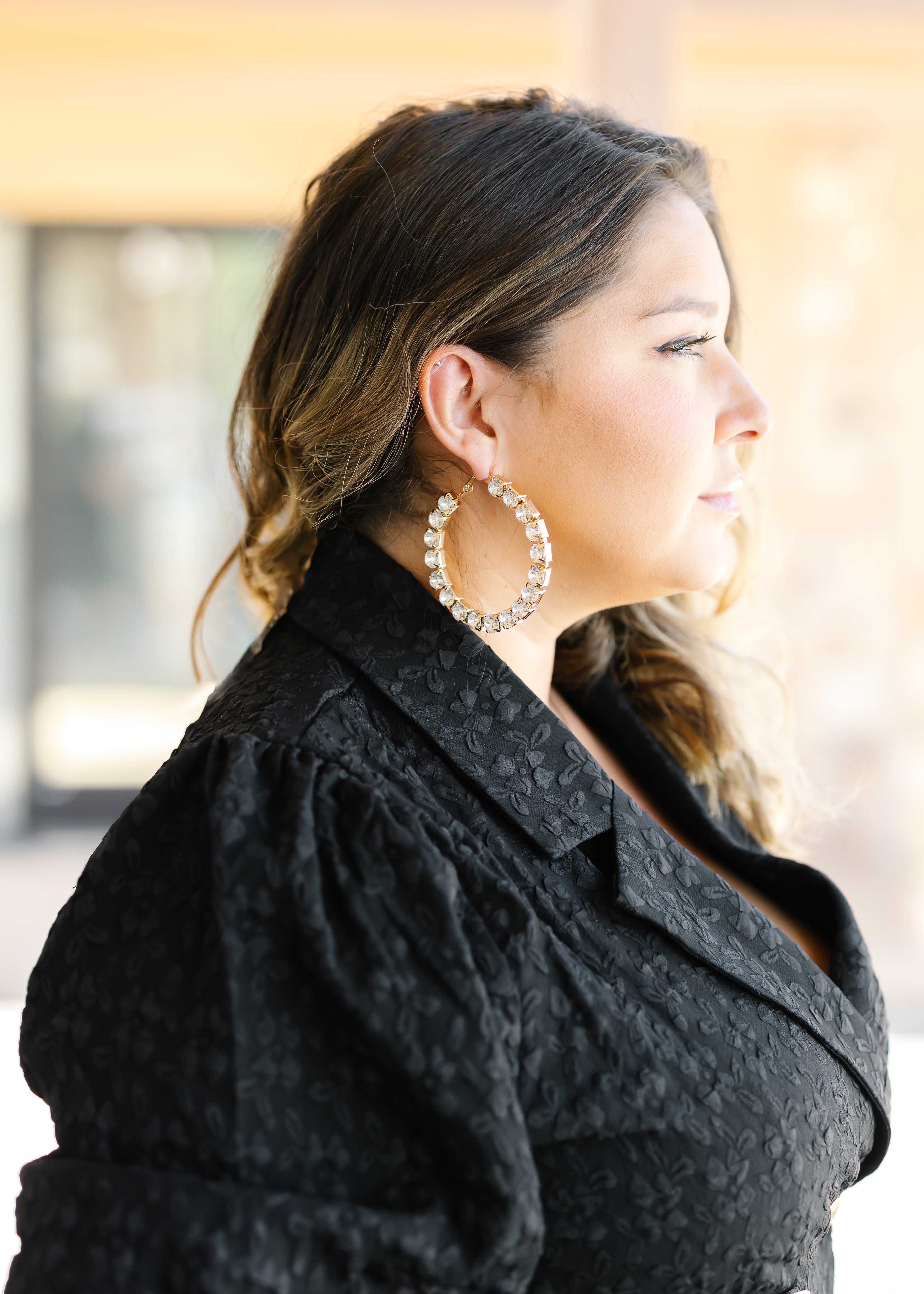 Rhinestone Hoop Earring