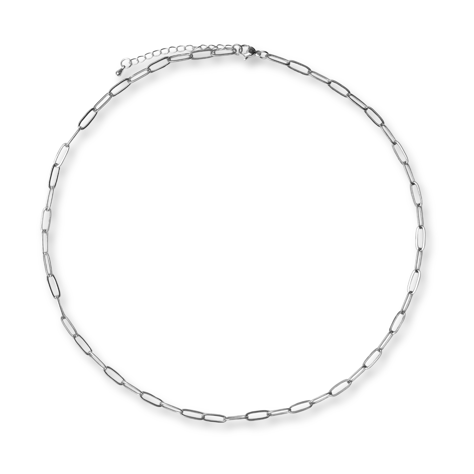 Paperclip Silver Chain Charm Necklace: 16"