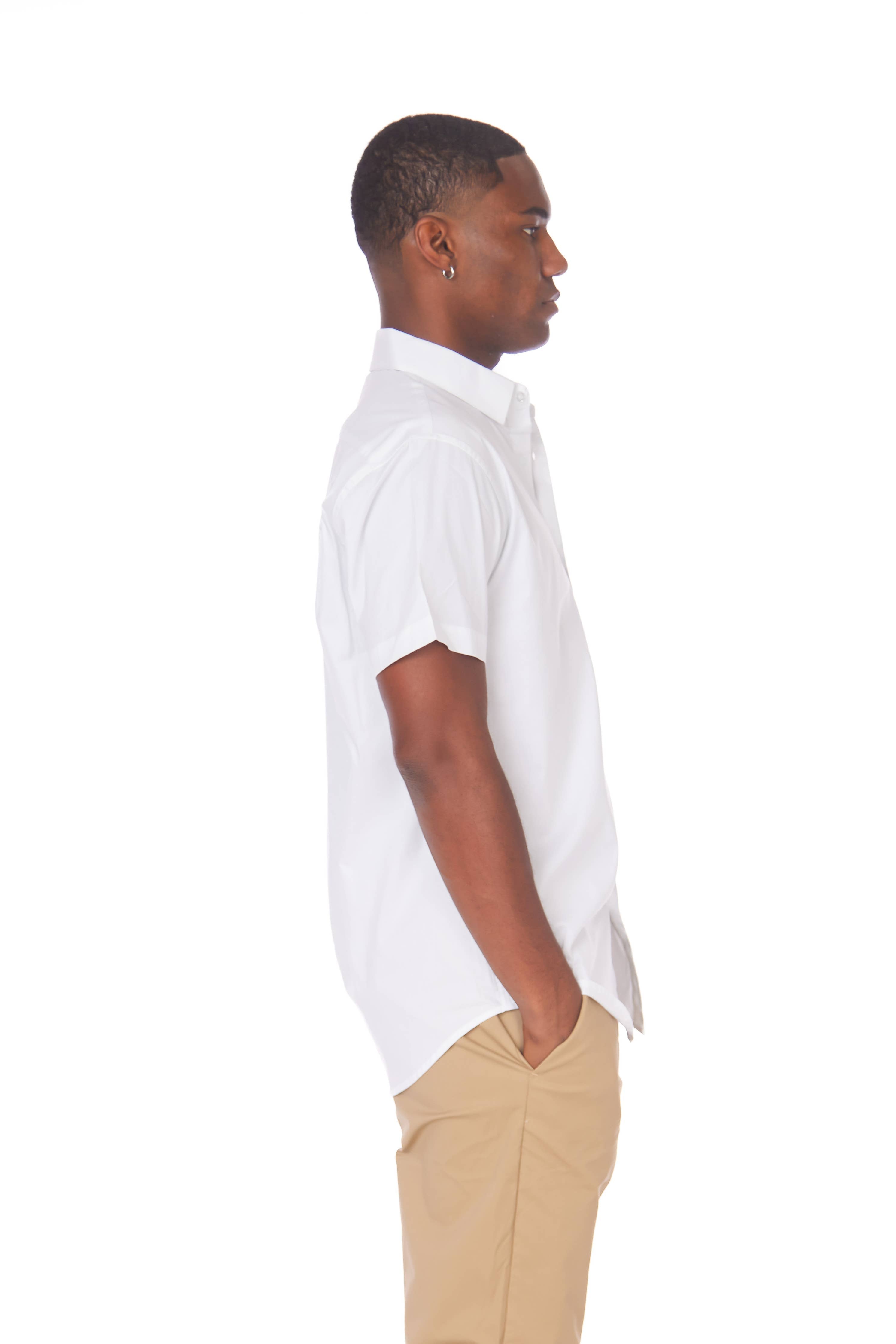 Men's Cotton Stretch SS Solid Shirt