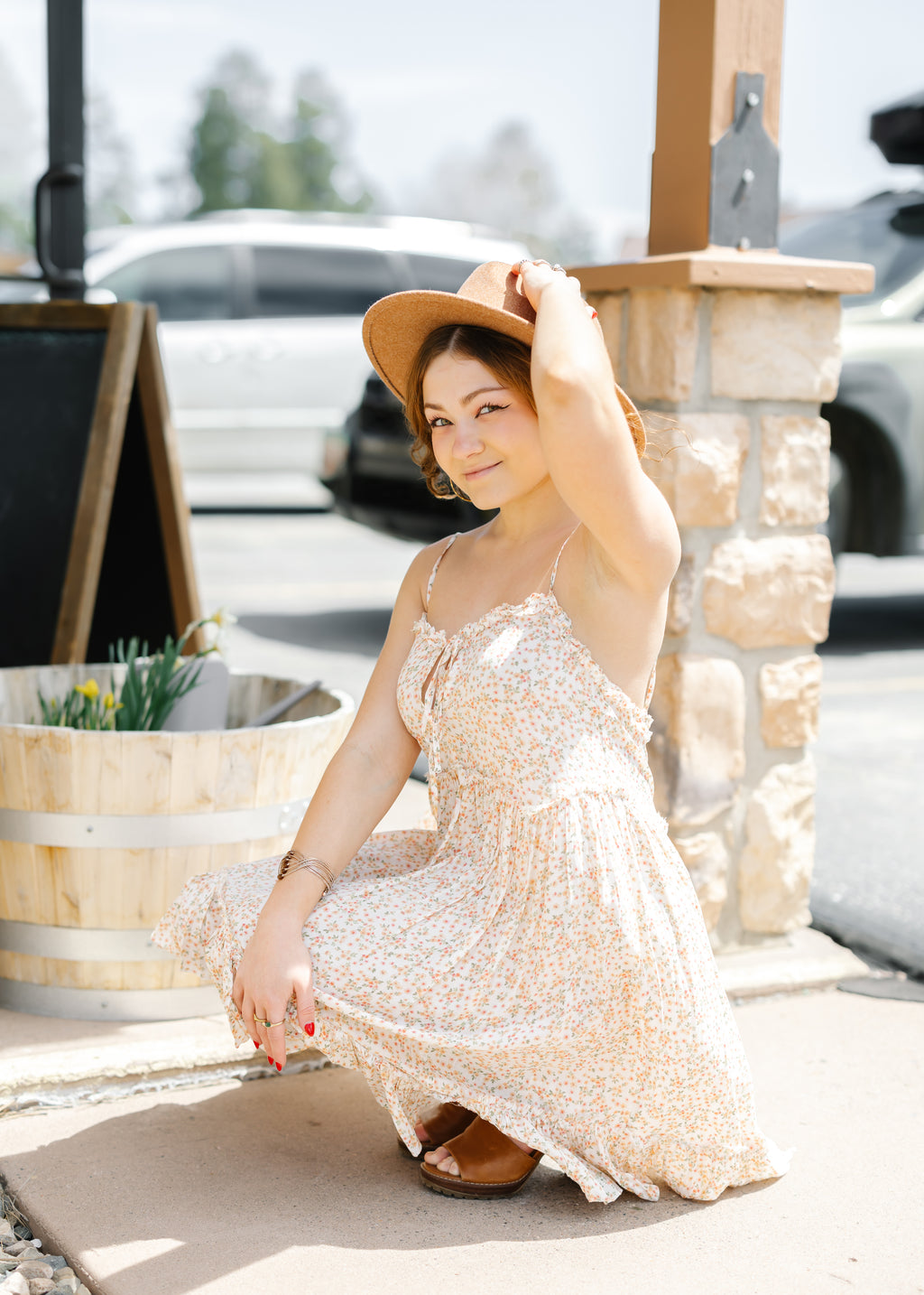 Ditsy Floral Print Sleeveless Panel Mini Dress