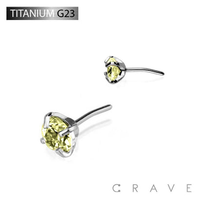TITANIUM THREADLES PUSH IN CZ PRONG SET TOP PART: 1.5MM||AURORA BOREALIS