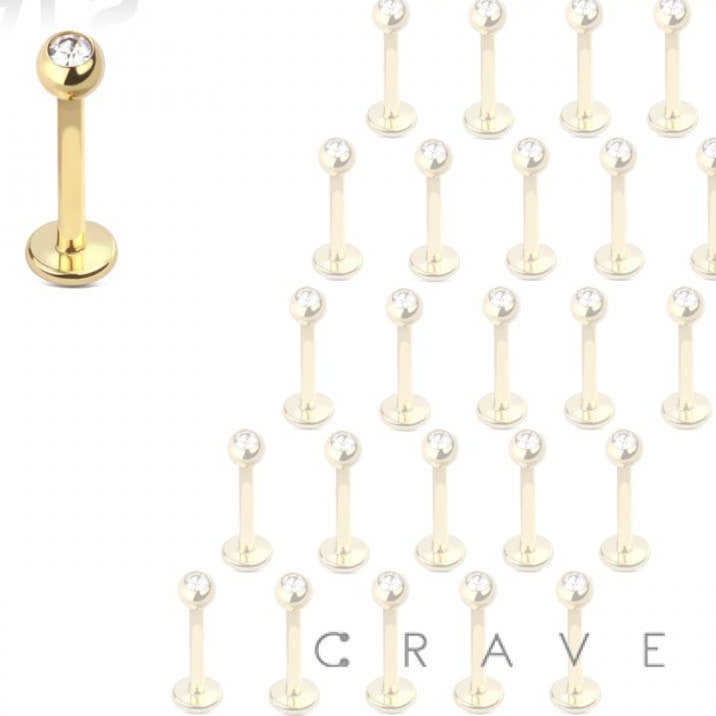 Gold PVD Plated 316L Surgical Steel Labret w/Gem