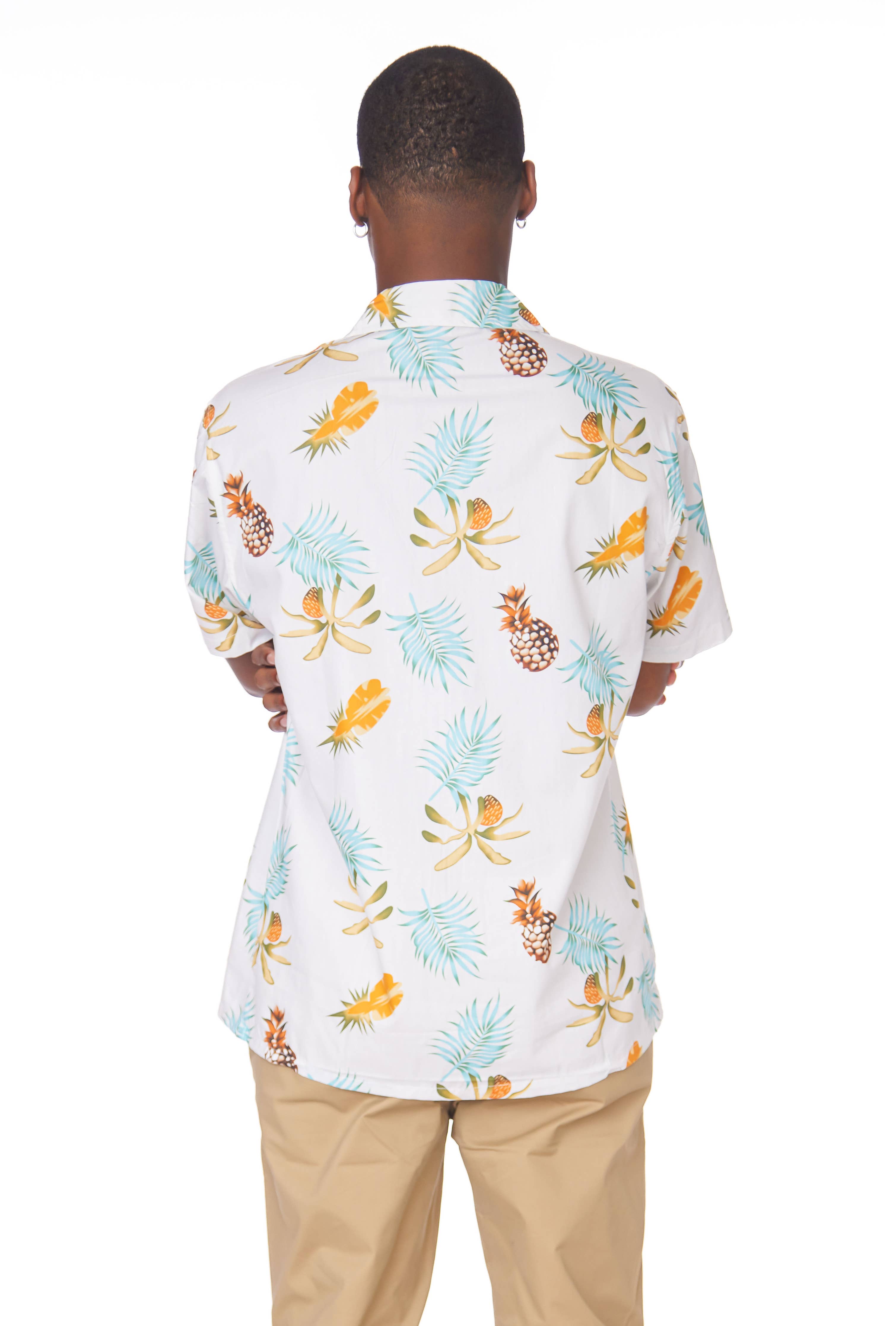 Men's Printed Woven Fun Pineapple Print SS Shirt