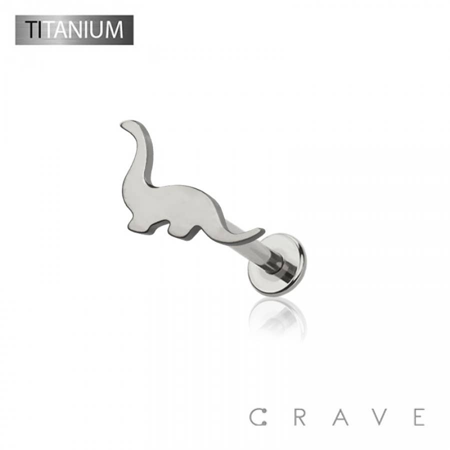 IMPLANT GRADE TITANIUM THREADLESS PUSH IN DINOSAUR TOP LABRE: GOLD-6MM