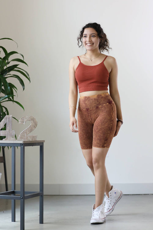 Mineral Wash Wide Waistband Shorts