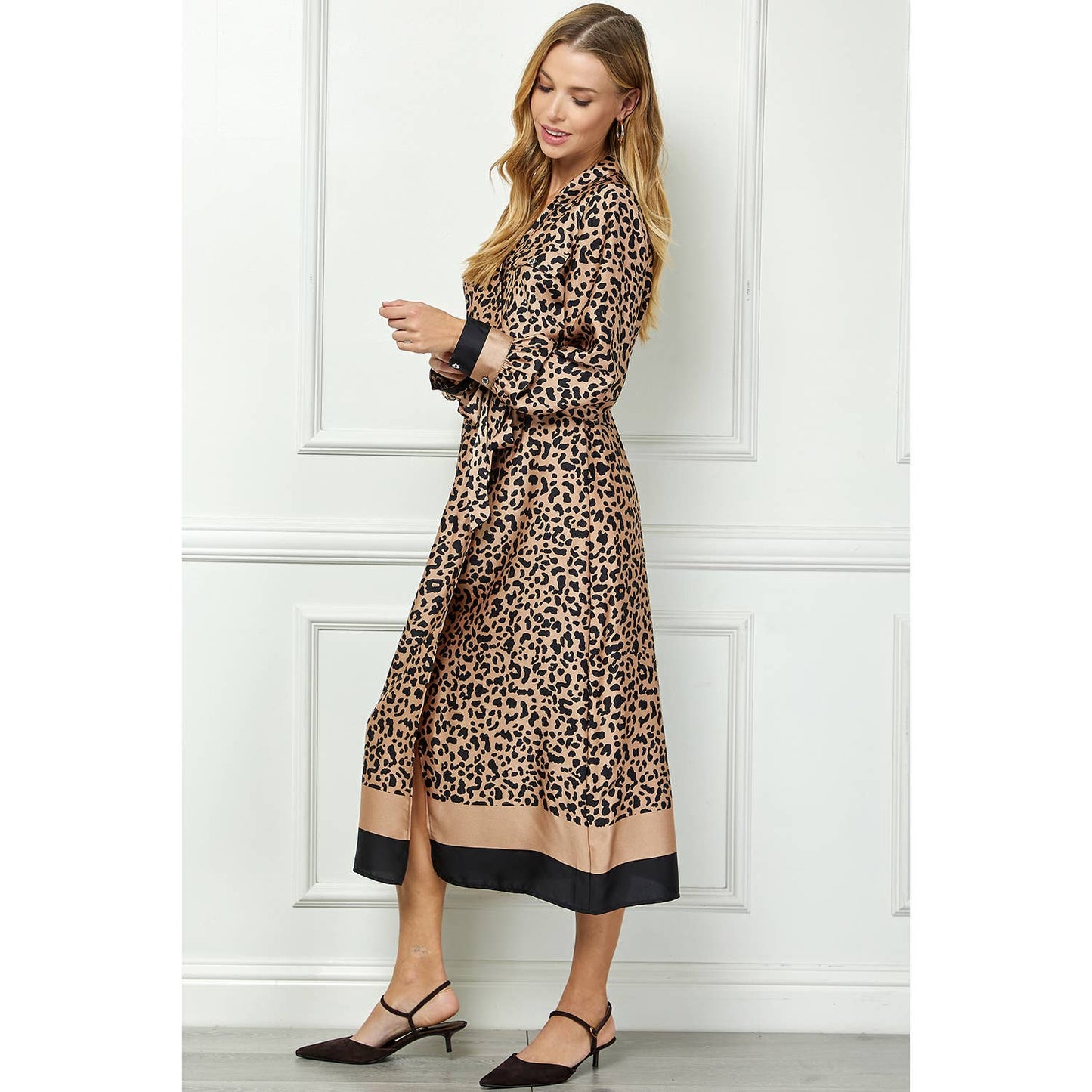 Leopard Wrap Midi Dress