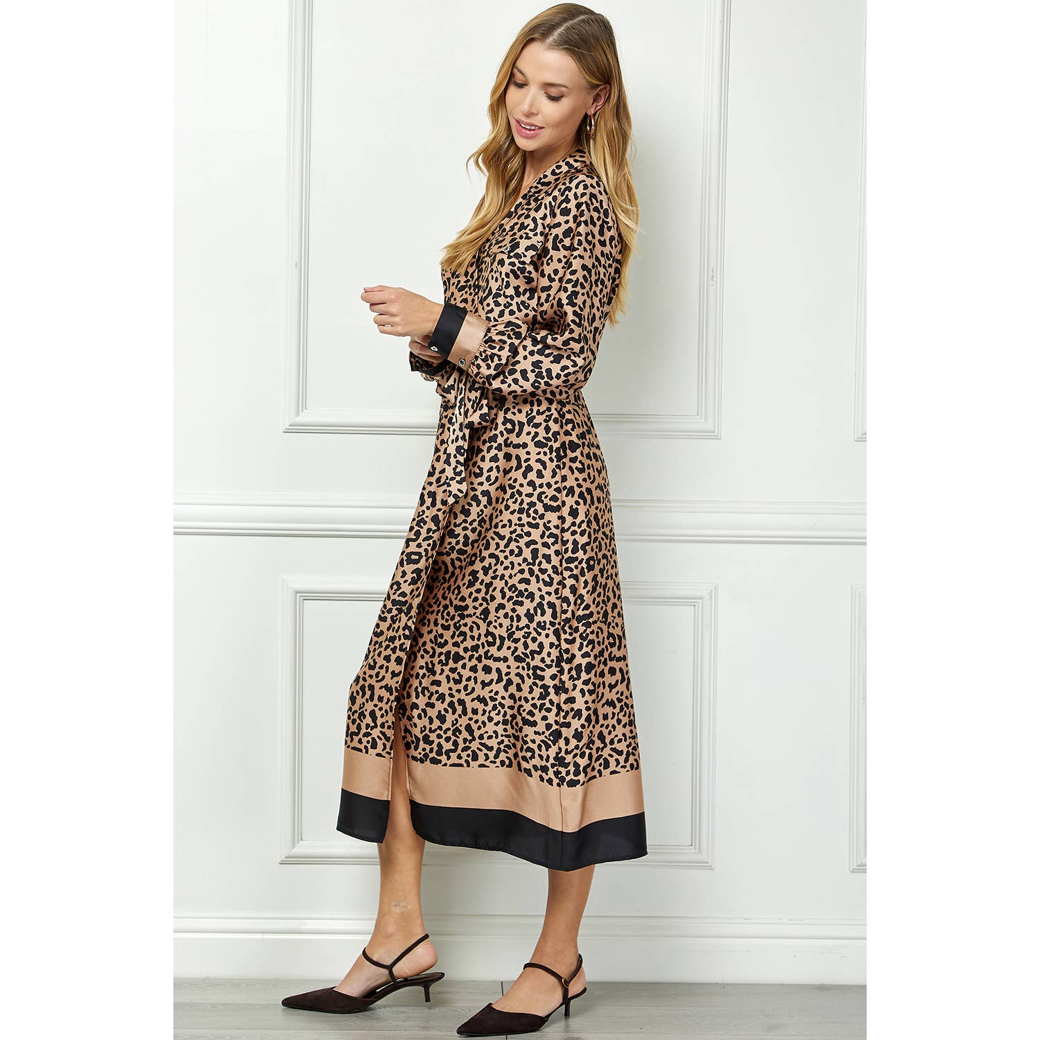 Leopard Wrap Midi Dress