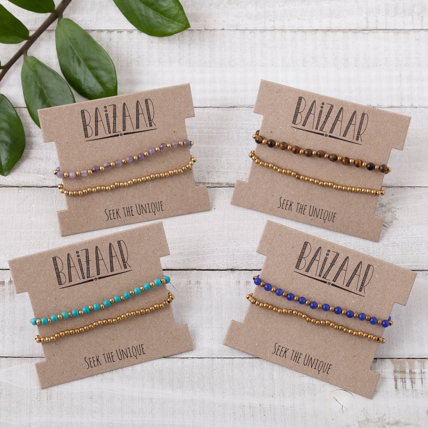 Beaded Two Line Stone Bracelet