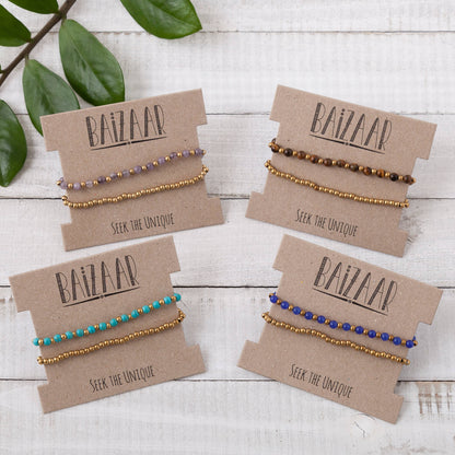 Beaded Two Line Stone Bracelet