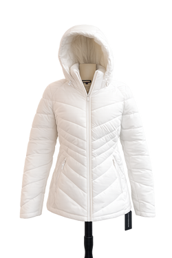 Tommy Hilfiger Women’s White Hooded Puffer Coat