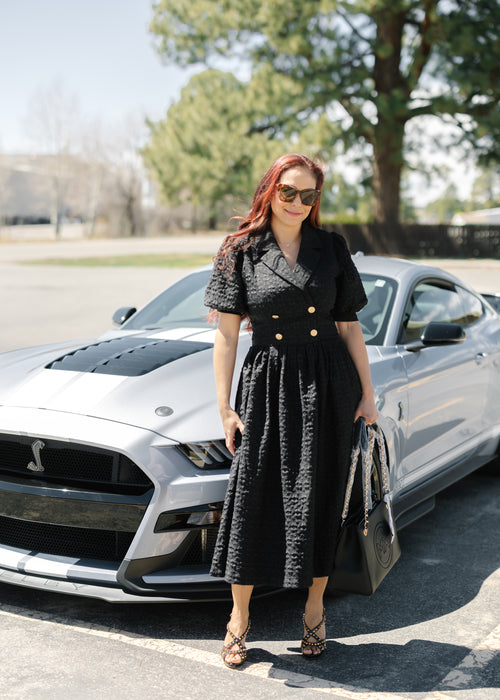 A Textured Woven Midi Dress