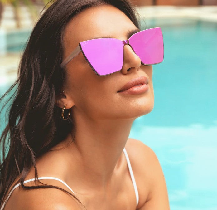 Goldie Opalescent Pink + Cherry Blossom Mirror Sunglasses