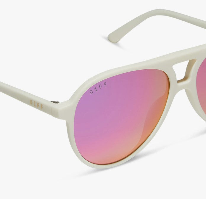 Tosca II Matte White + Pink Rush Mirror Sunglasses