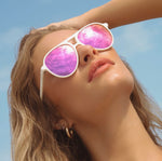 Tosca II Matte White + Pink Rush Mirror Sunglasses