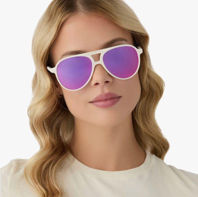 Tosca II Matte White + Pink Rush Mirror Sunglasses