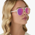 Tosca II Matte White + Pink Rush Mirror Sunglasses