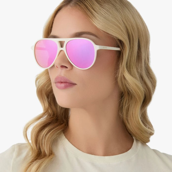 Tosca II Matte White + Pink Rush Mirror Sunglasses