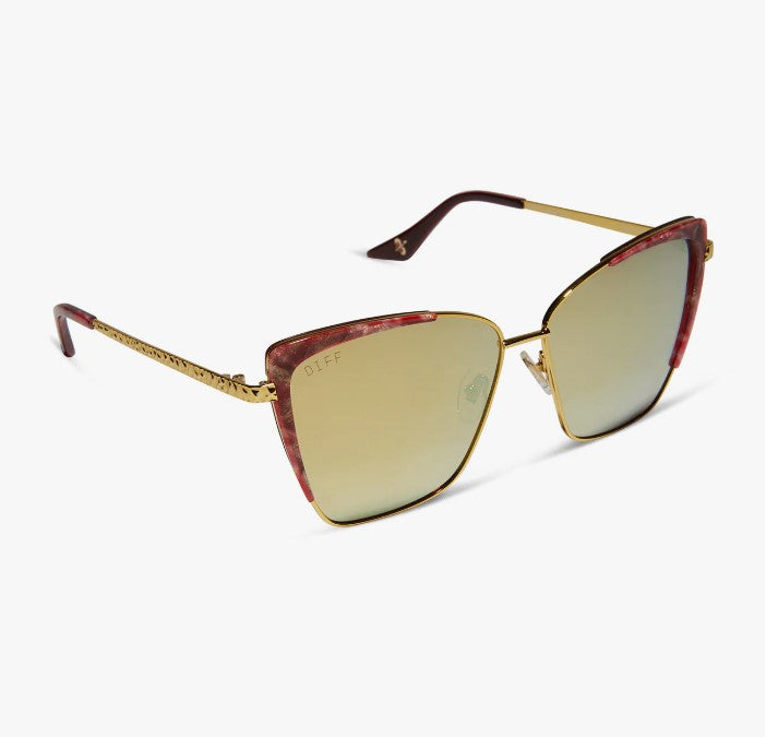 Queen Amidala™️ Marbled Naboo™️Royal Red Hammered Gold + Gold Mirror Polarized Sunglasses