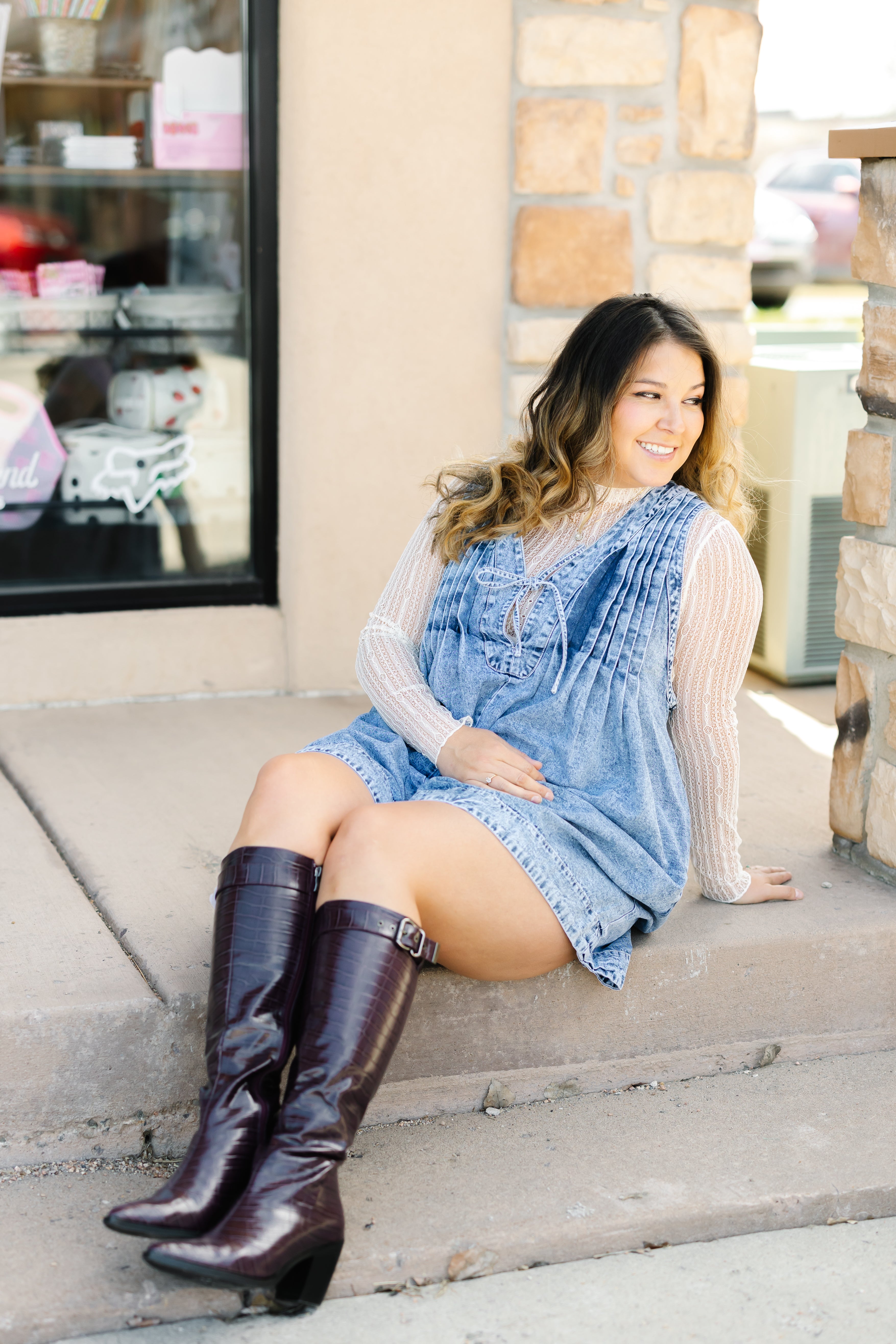 Front Pleated V Neck Sleeveless Denim Romper