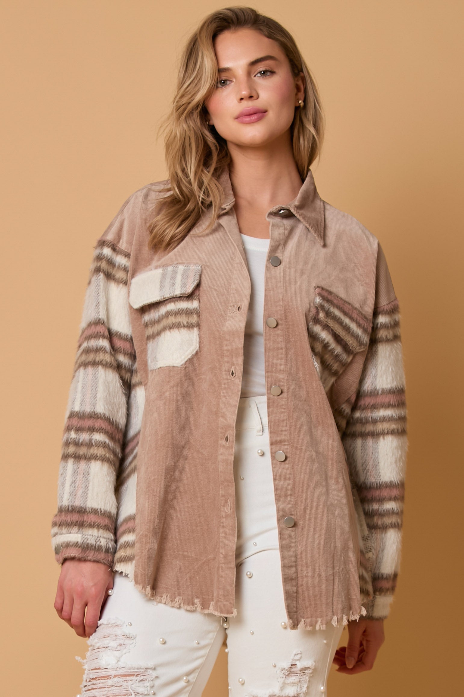 Corduroy-Flannel Mixed Jacket