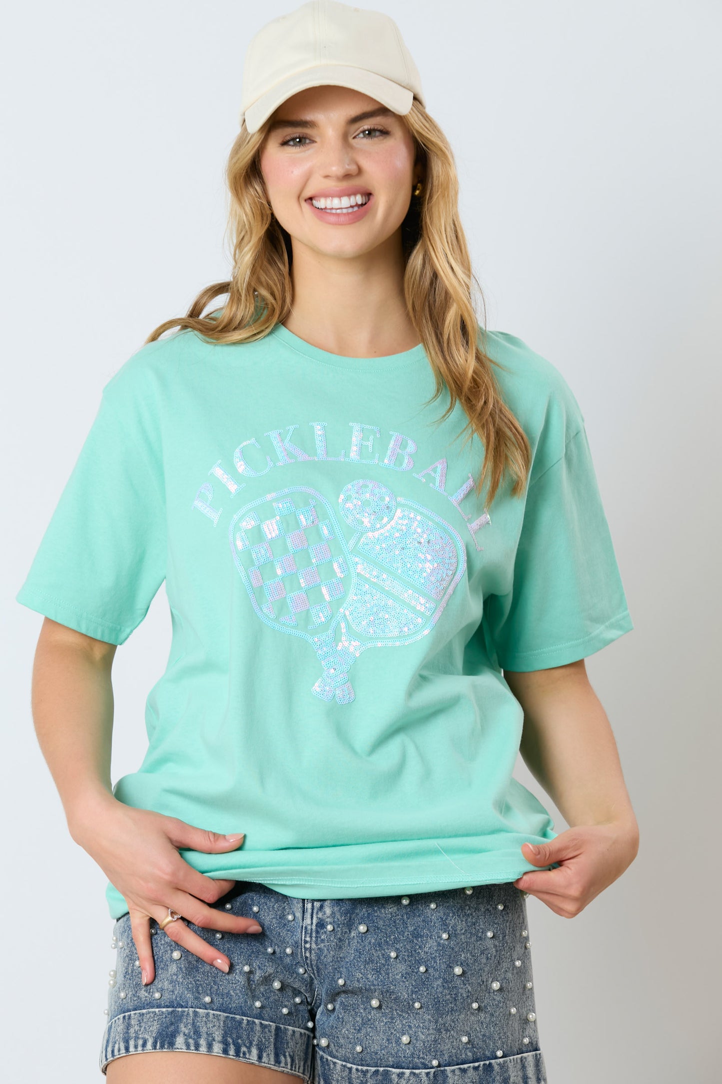 Sequin Pickleball Basic Short Sleeve Top