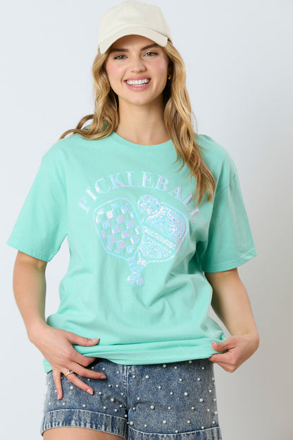 Sequin Pickleball Basic Short Sleeve Top