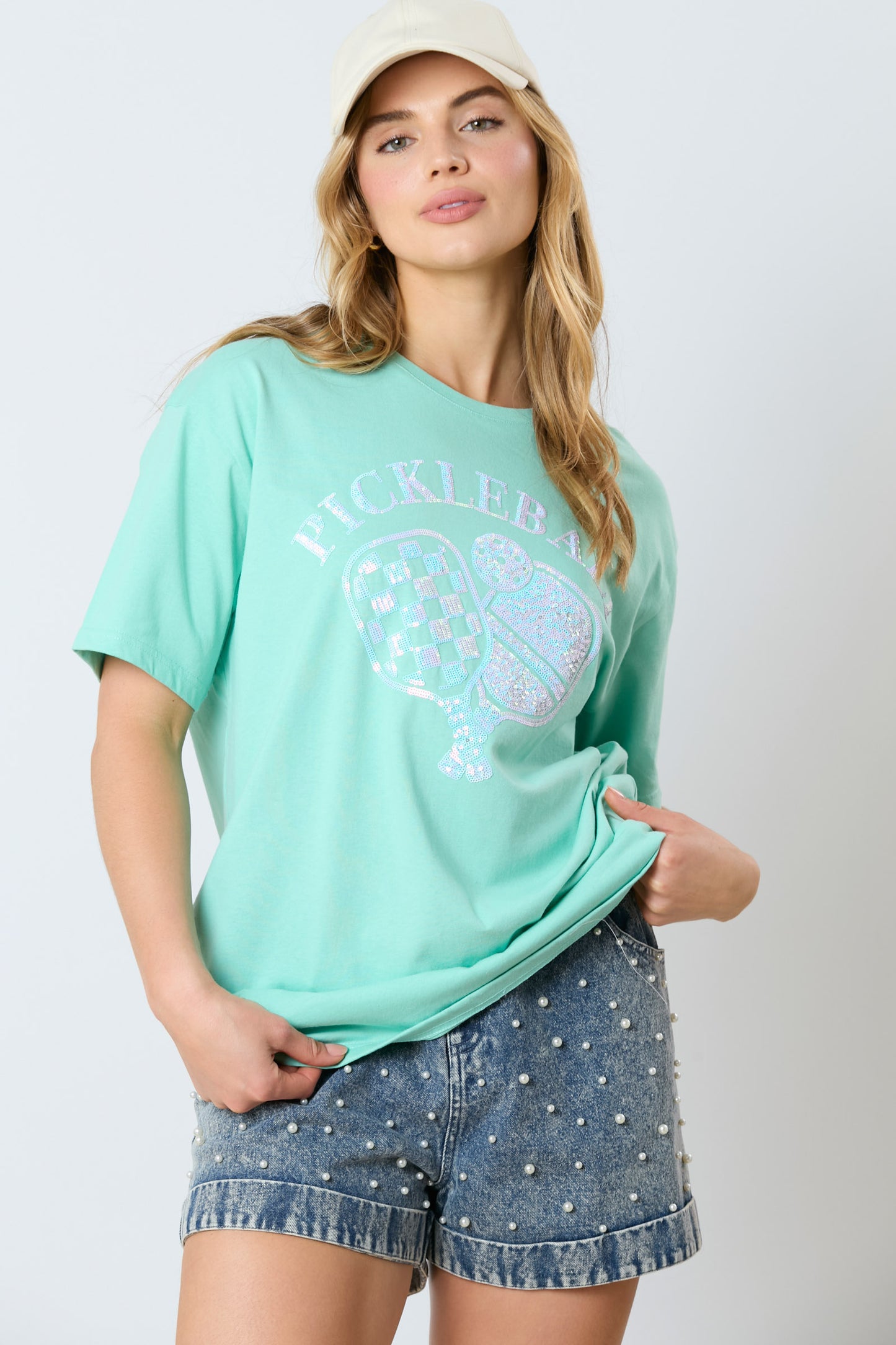 Sequin Pickleball Basic Short Sleeve Top