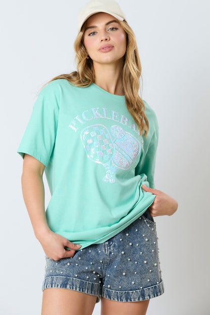 Sequin Pickleball Basic Short Sleeve Top