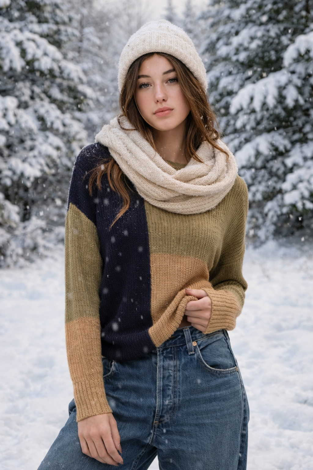 Colorblock Knit Pullover Sweater