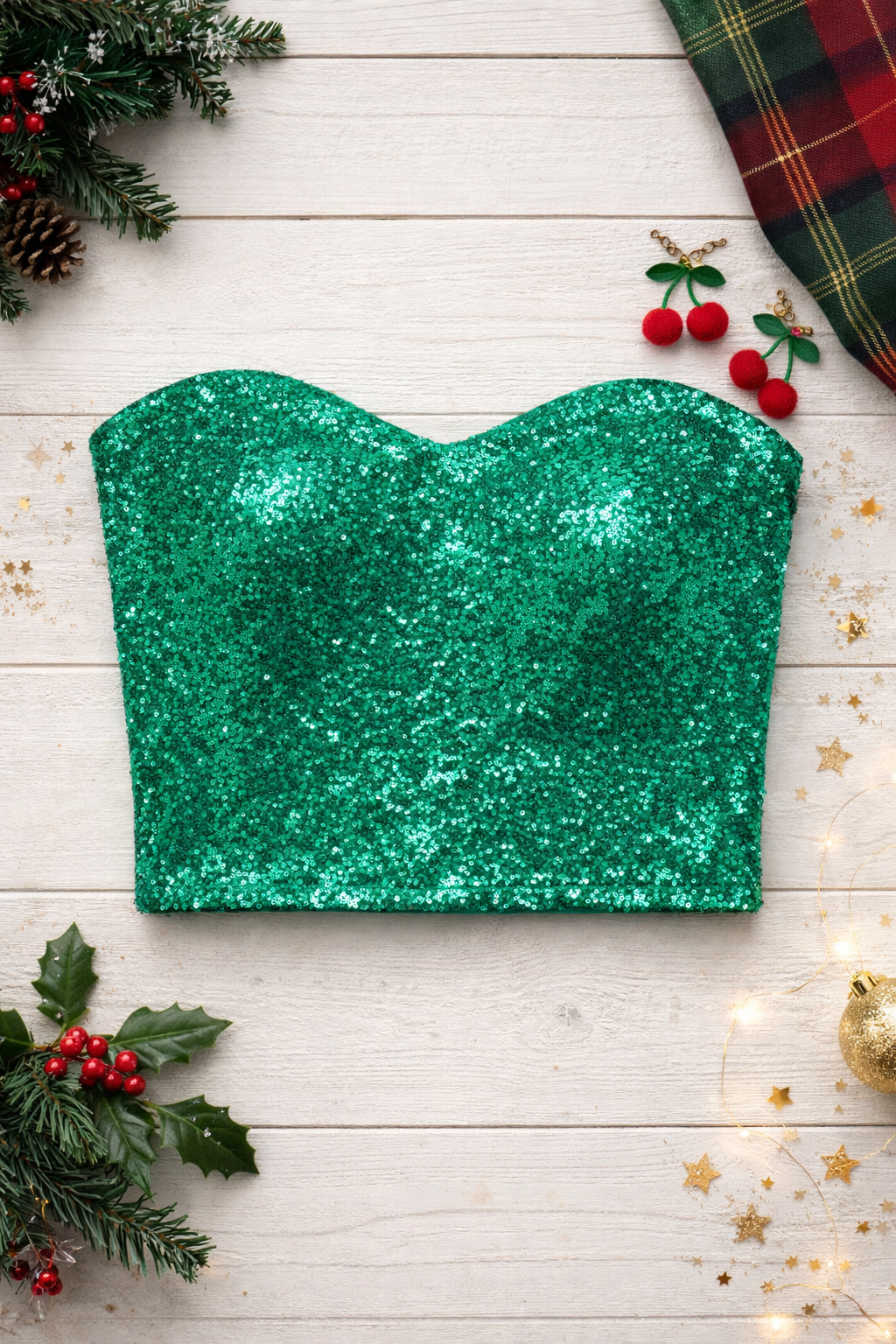 Sequin Crop Tube Top