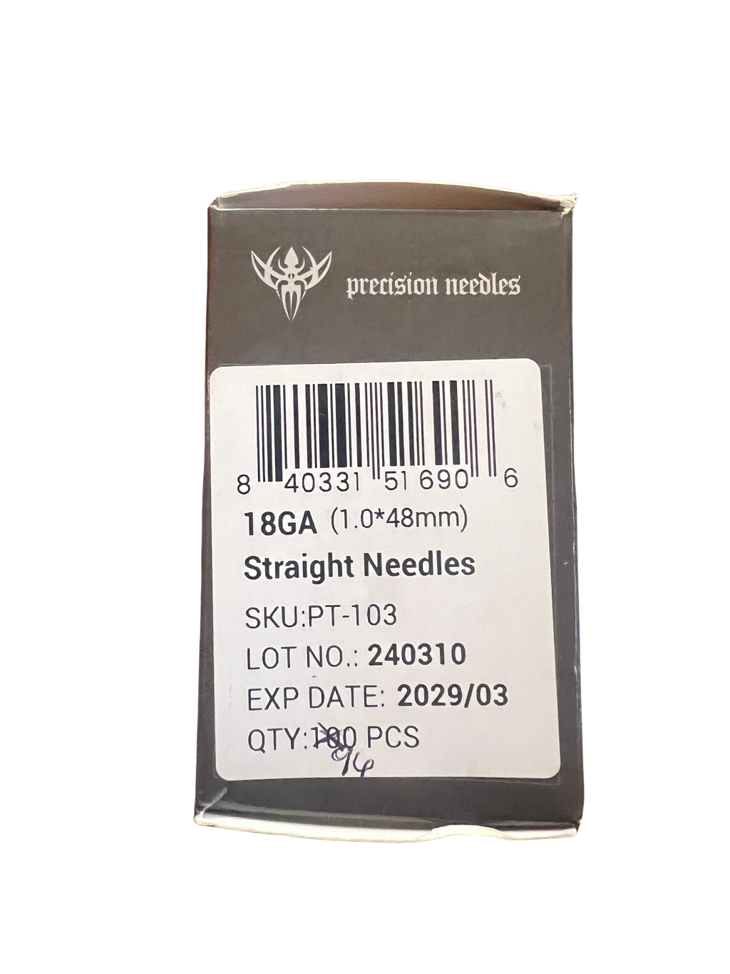 18GA Straight Piercing Needles (1.0 × 48mm) – Sterile EO – 96 Pieces – Precision Needles
