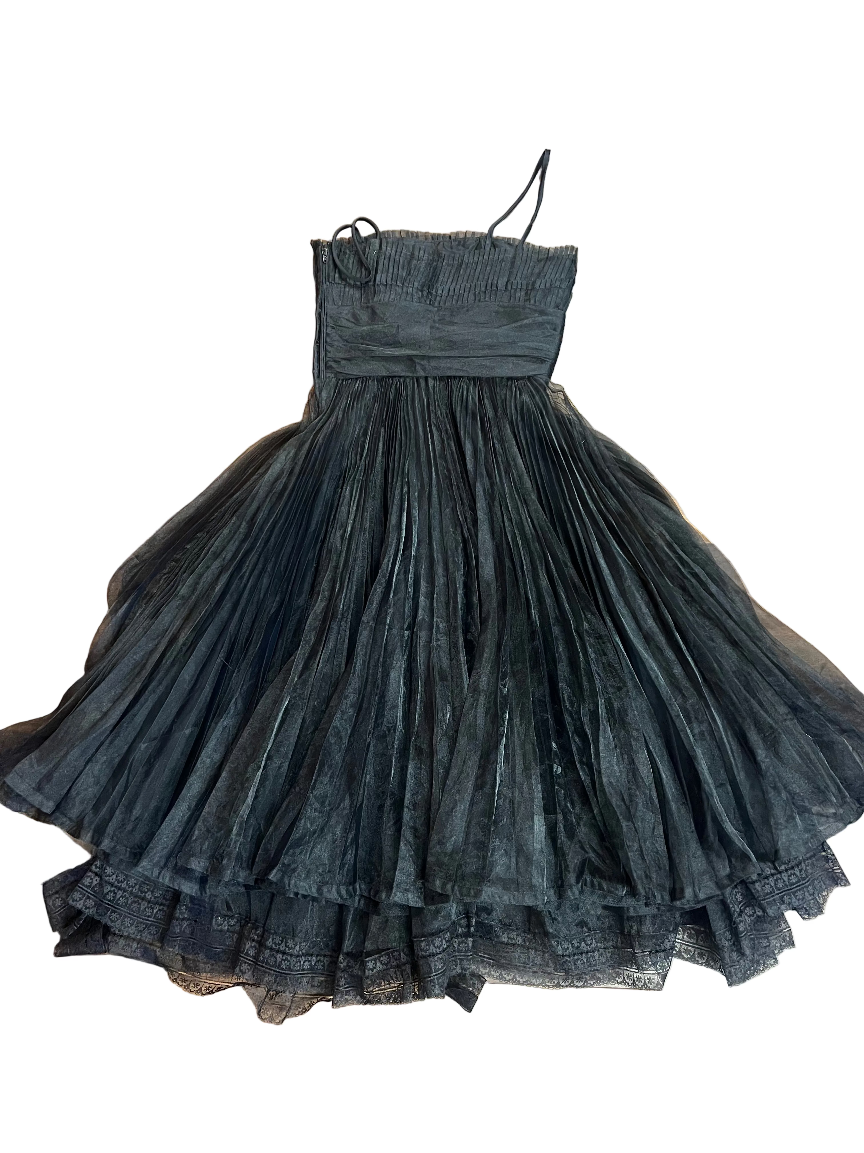 Vintage Y2K Betsey Johnson Evening Black Pleated Tulle Lace Party Dres – The Emerald Fox Boutique