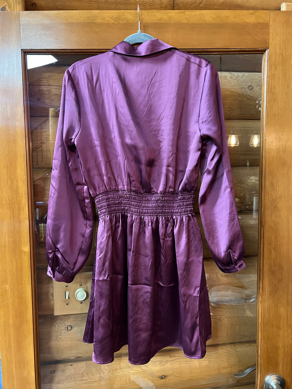 NWT Steve Madden Plum Satin Smocked Waist Mini Dress