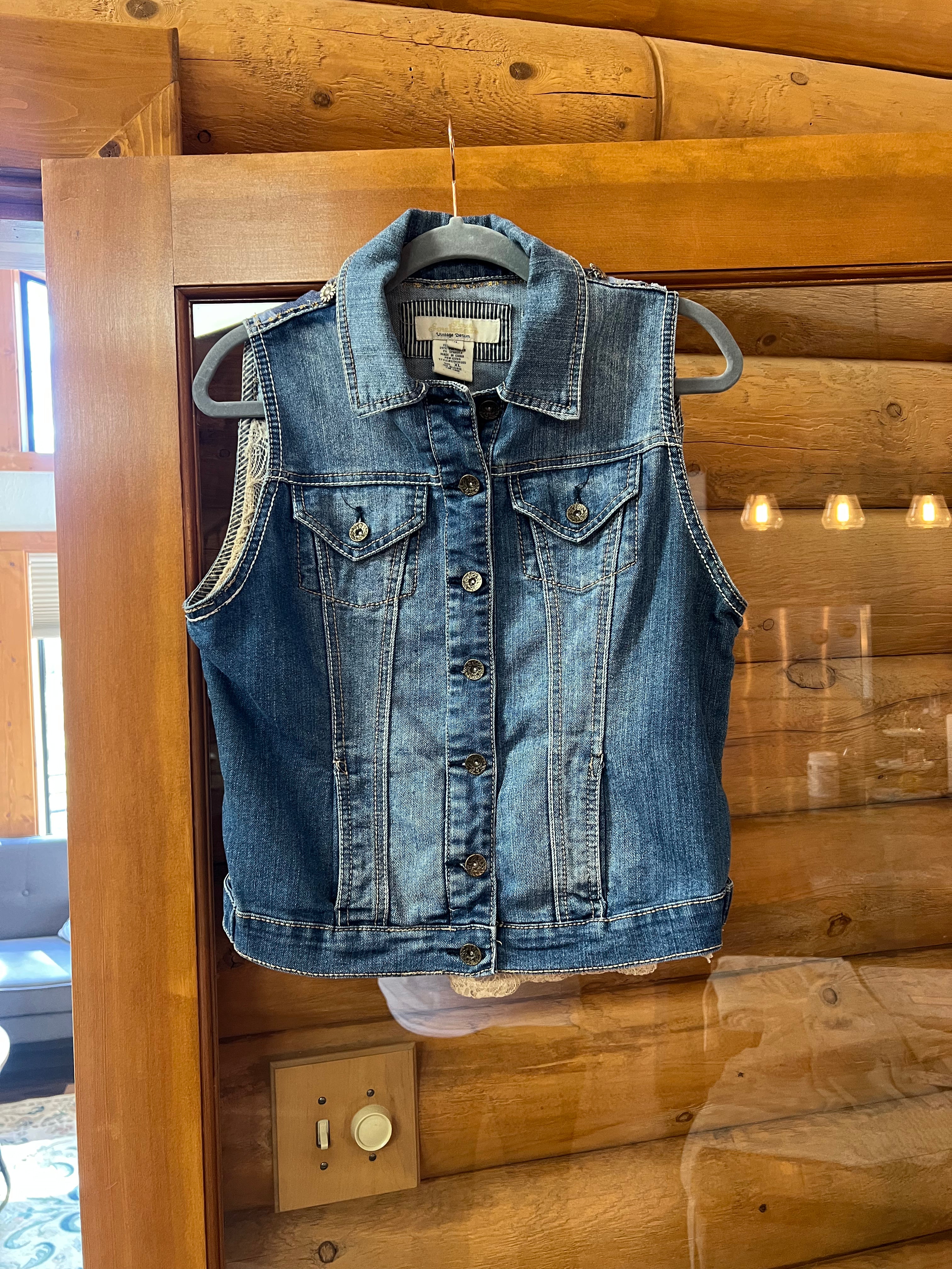 Vintage Lace Detail Denim Vest