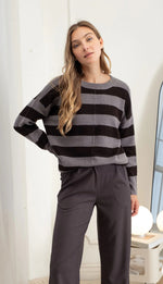 Striped Crew Long Sleeve Knit Sweater